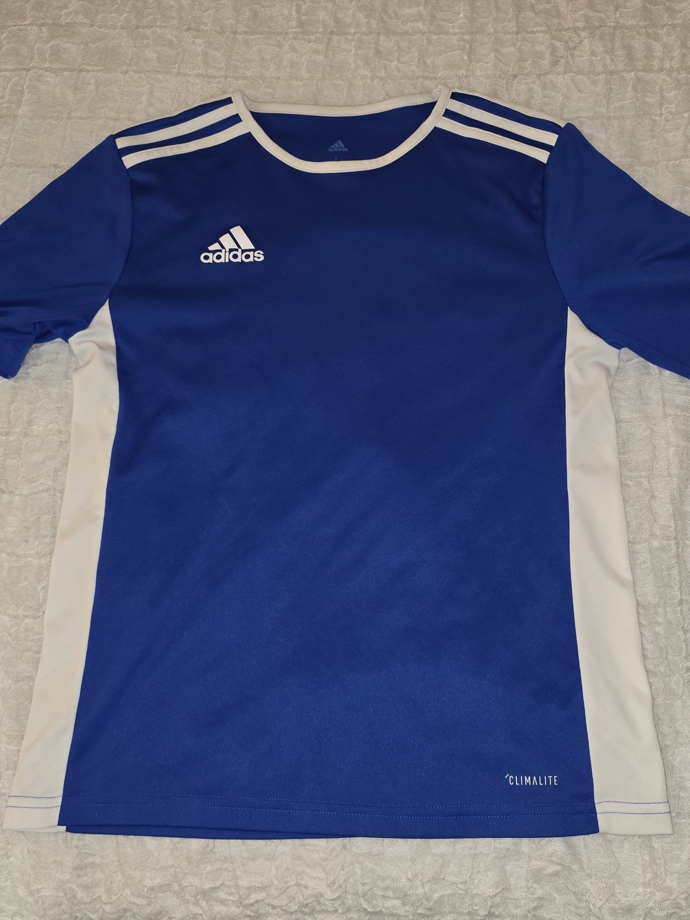 adidas Blue and White Kids' Athletic Jersey Size: Large
